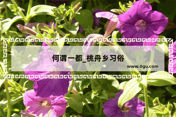 何谓一都_桃舟乡习俗