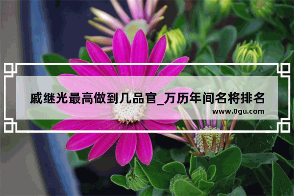 戚继光最高做到几品官_万历年间名将排名