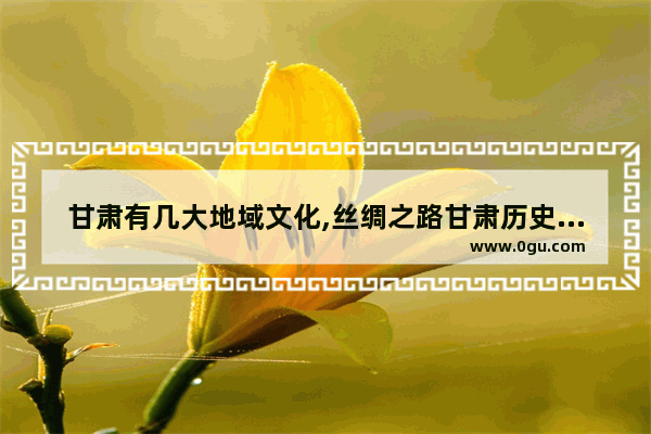 甘肃有几大地域文化,丝绸之路甘肃历史文化