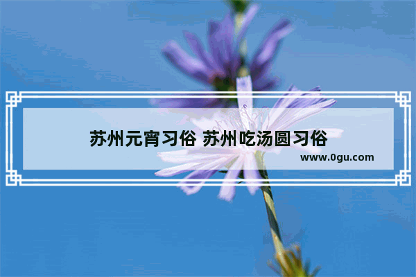 苏州元宵习俗 苏州吃汤圆习俗
