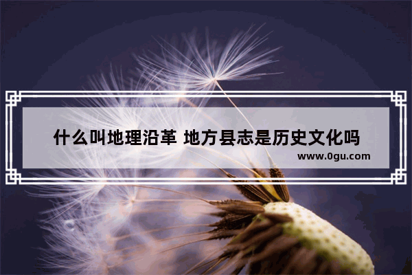 什么叫地理沿革 地方县志是历史文化吗
