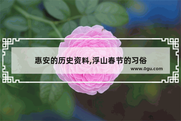 惠安的历史资料,浮山春节的习俗