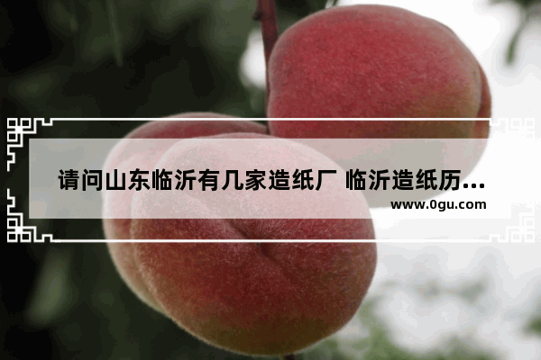 请问山东临沂有几家造纸厂 临沂造纸历史文化