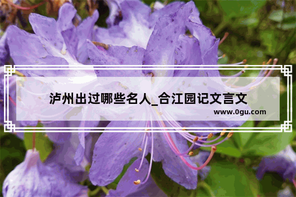 泸州出过哪些名人_合江园记文言文
