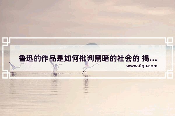 鲁迅的作品是如何批判黑暗的社会的 揭露社会黑暗的历史故事