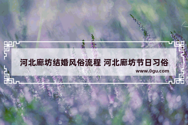 河北廊坊结婚风俗流程 河北廊坊节日习俗