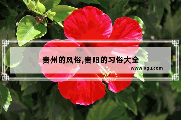 贵州的风俗,贵阳的习俗大全