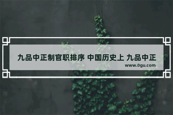 九品中正制官职排序 中国历史上 九品中正制