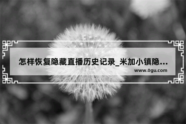 怎样恢复隐藏直播历史记录_米加小镇隐藏的地方