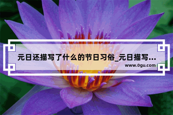 元日还描写了什么的节日习俗_元日描写的第四个习俗是什么