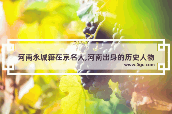 河南永城籍在京名人,河南出身的历史人物