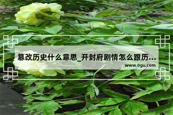 篡改历史什么意思_开封府剧情怎么跟历史相反了