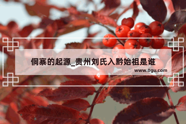 侗寨的起源_贵州刘氏入黔始祖是谁