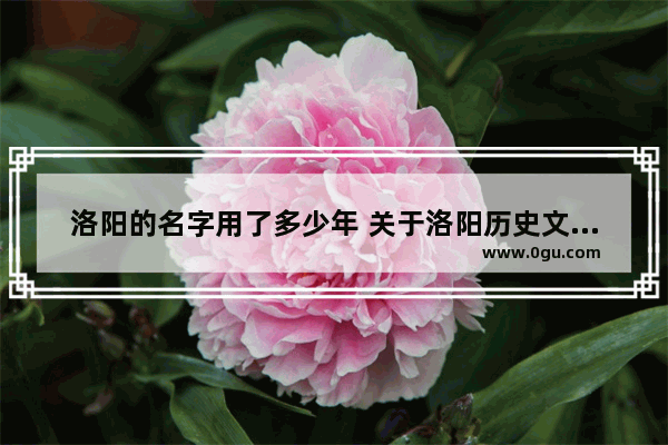 洛阳的名字用了多少年 关于洛阳历史文化的名称