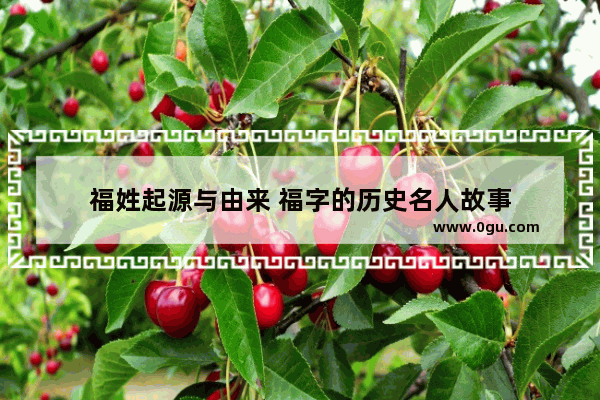 福姓起源与由来 福字的历史名人故事