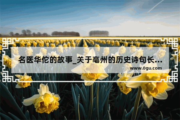 名医华佗的故事_关于亳州的历史诗句长篇诗