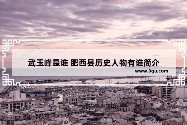 武玉峰是谁 肥西县历史人物有谁简介