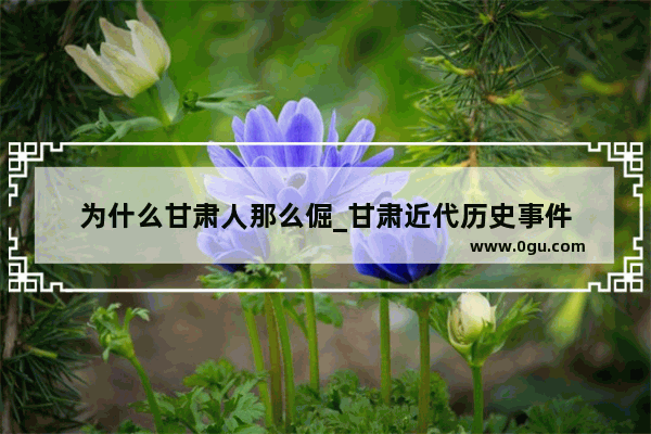 为什么甘肃人那么倔_甘肃近代历史事件