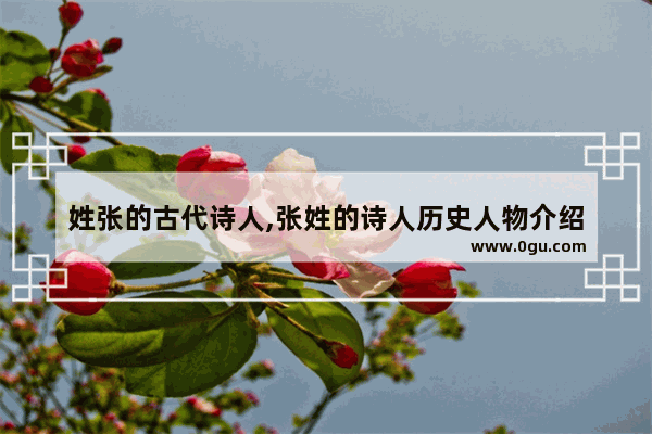 姓张的古代诗人,张姓的诗人历史人物介绍