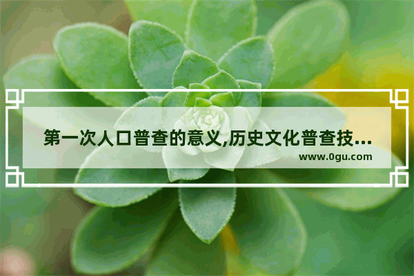 第一次人口普查的意义,历史文化普查技术方案设计