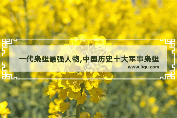一代枭雄最强人物,中国历史十大军事枭雄