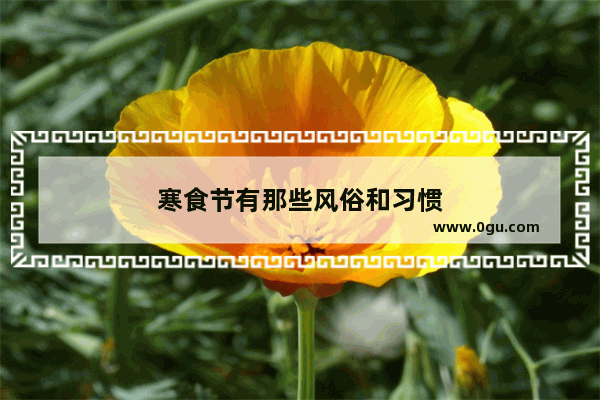 寒食节有那些风俗和习惯