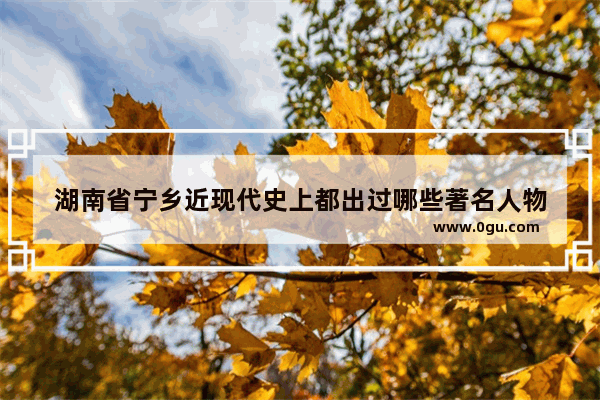 湖南省宁乡近现代史上都出过哪些著名人物