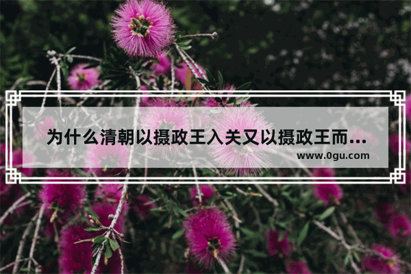 为什么清朝以摄政王入关又以摄政王而结束