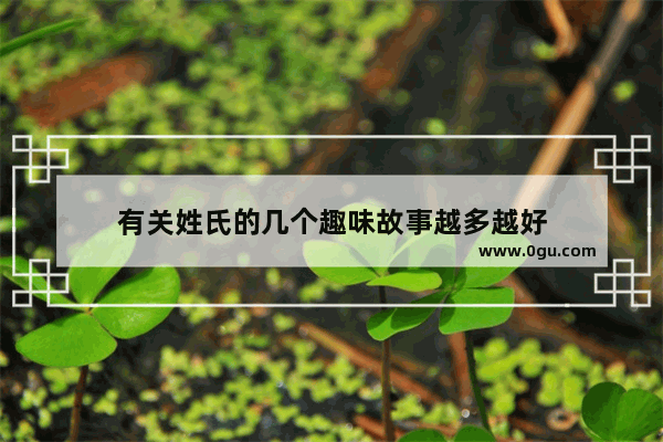 有关姓氏的几个趣味故事越多越好
