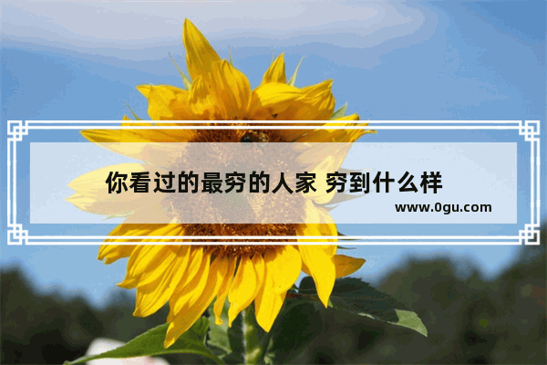 你看过的最穷的人家 穷到什么样