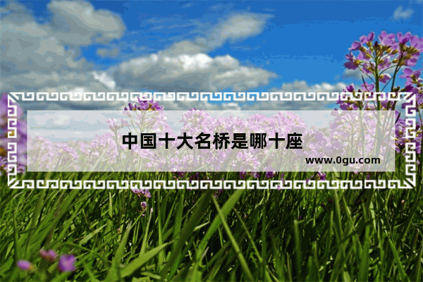 中国十大名桥是哪十座