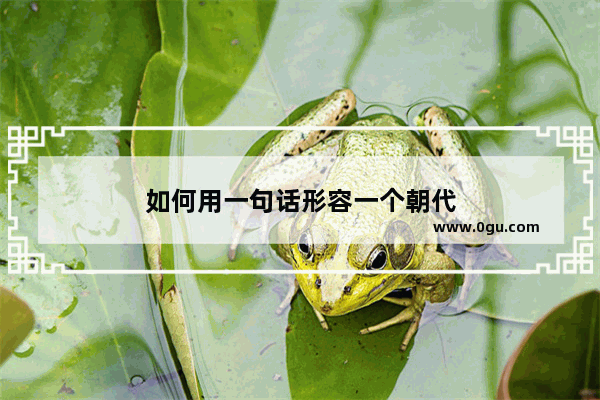 如何用一句话形容一个朝代