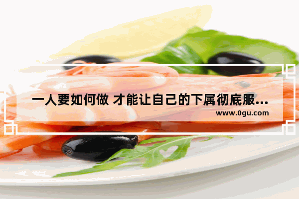 一人要如何做 才能让自己的下属彻底服从自己且没有抱怨