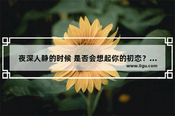 夜深人静的时候 是否会想起你的初恋？会不会回忆着就留了眼泪