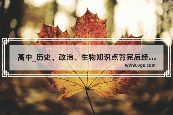 高中_历史、政治、生物知识点背完后经常忘 又没有时间经常复习 怎么办