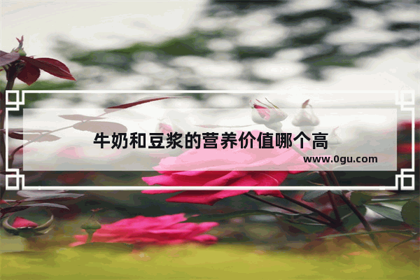 牛奶和豆浆的营养价值哪个高
