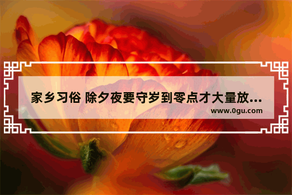 家乡习俗 除夕夜要守岁到零点才大量放烟花爆竹 在你的家乡是这样吗