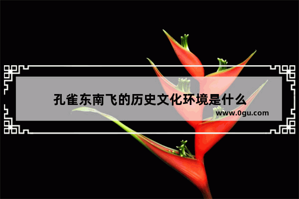 孔雀东南飞的历史文化环境是什么