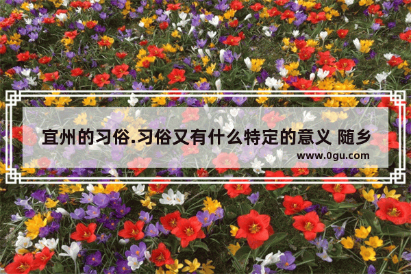 宜州的习俗.习俗又有什么特定的意义 随乡习俗