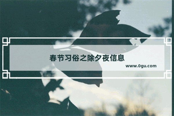 春节习俗之除夕夜信息