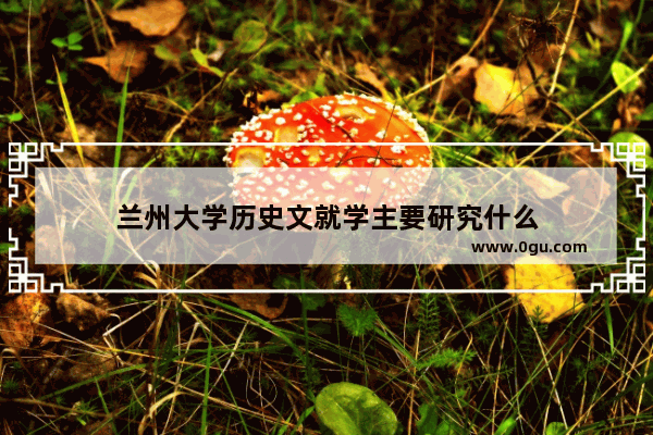 兰州大学历史文就学主要研究什么