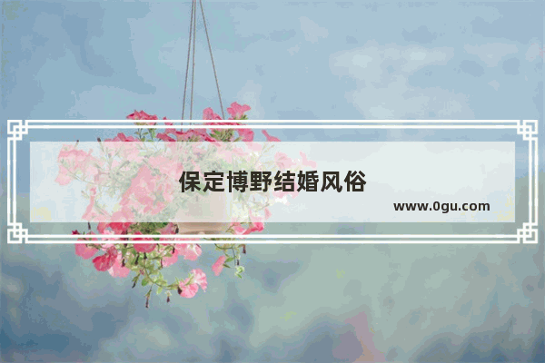 保定博野结婚风俗