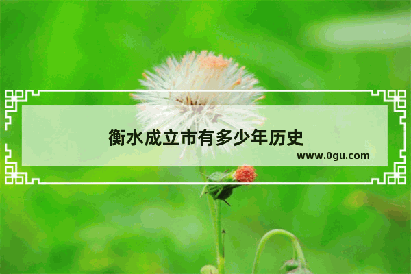 衡水成立市有多少年历史