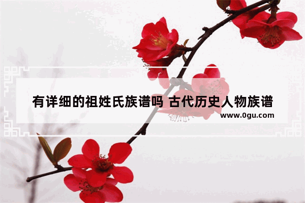 有详细的祖姓氏族谱吗 古代历史人物族谱