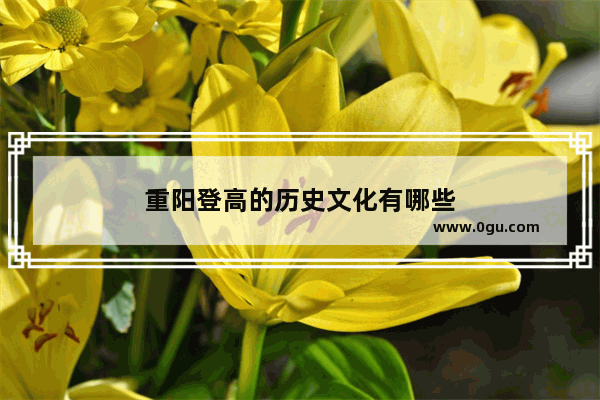 重阳登高的历史文化有哪些