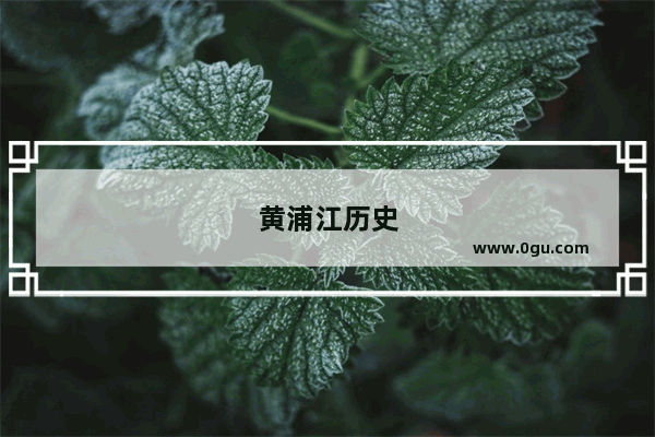 黄浦江历史