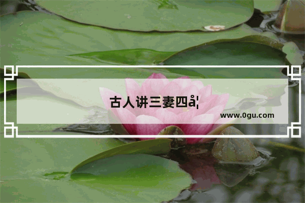 古人讲三妻四妾 是哪三妻 哪四妾