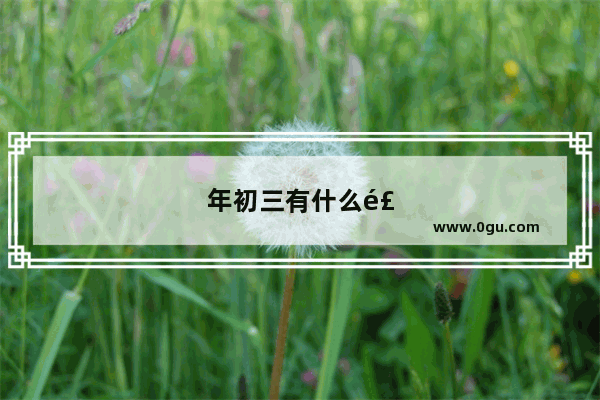 年初三有什么风俗