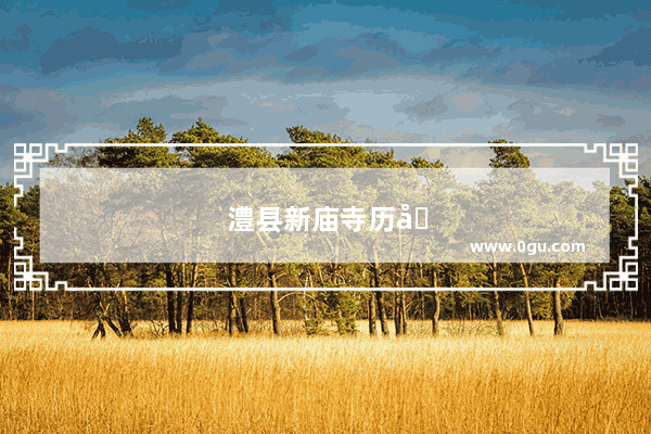 澧县新庙寺历史故事简介