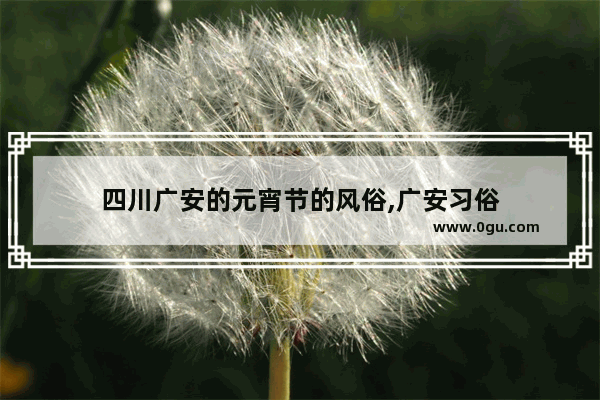 四川广安的元宵节的风俗,广安习俗
